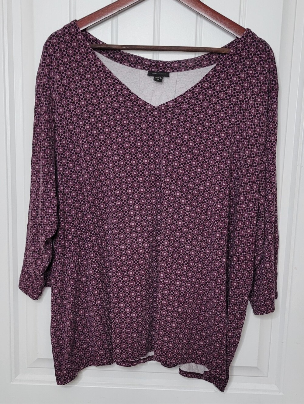 J. Jill Purple Geometric V-Neck Long Sleeve Top